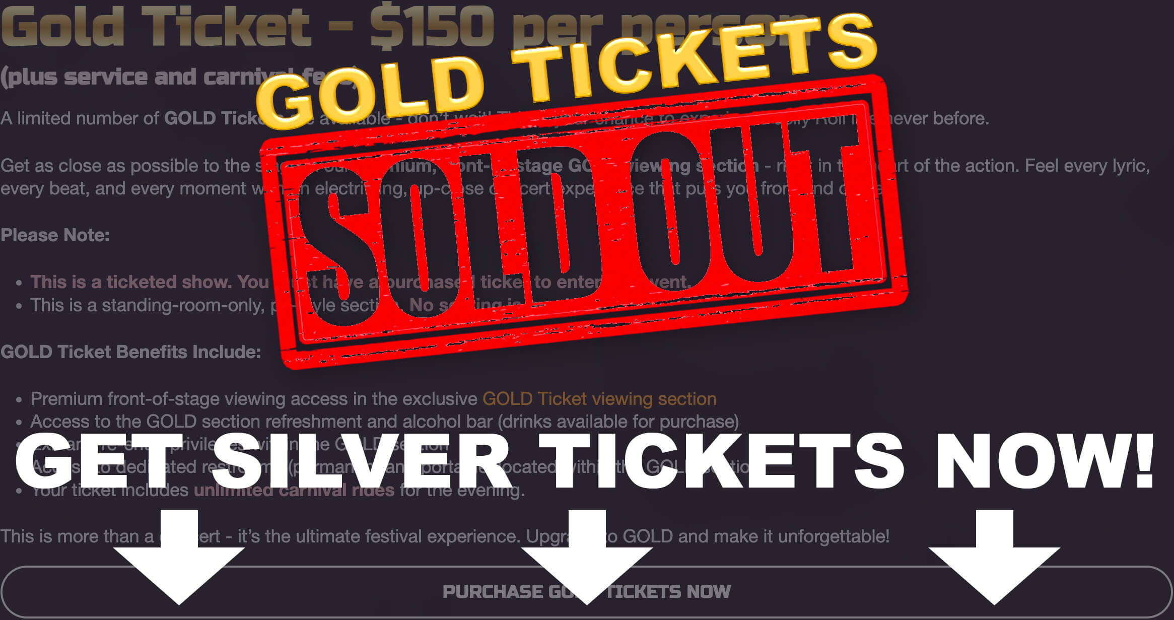 Gold tickets are sold out!